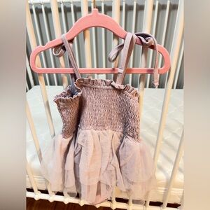 Caden Lane Tulle Smocked Bodysuit Dress